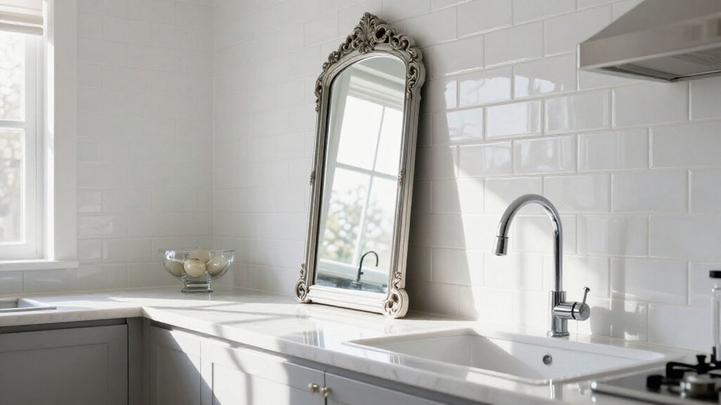 mirrored splashback enhances brightness