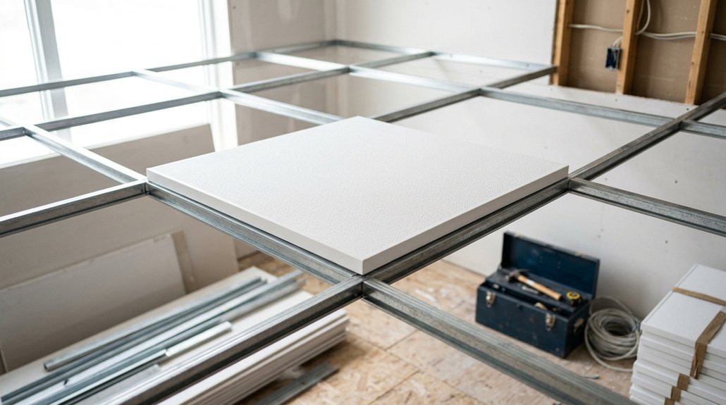 seven steps to install drop ceiling tiles